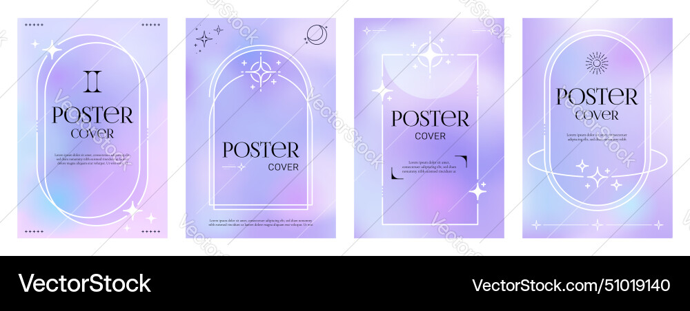 Modern aesthetic purple gradient y2k poster covers vector image