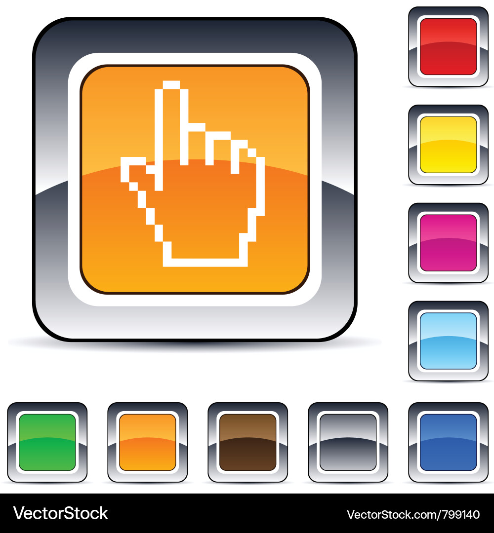 Pixel Hand quadratische Taste Vektorbild