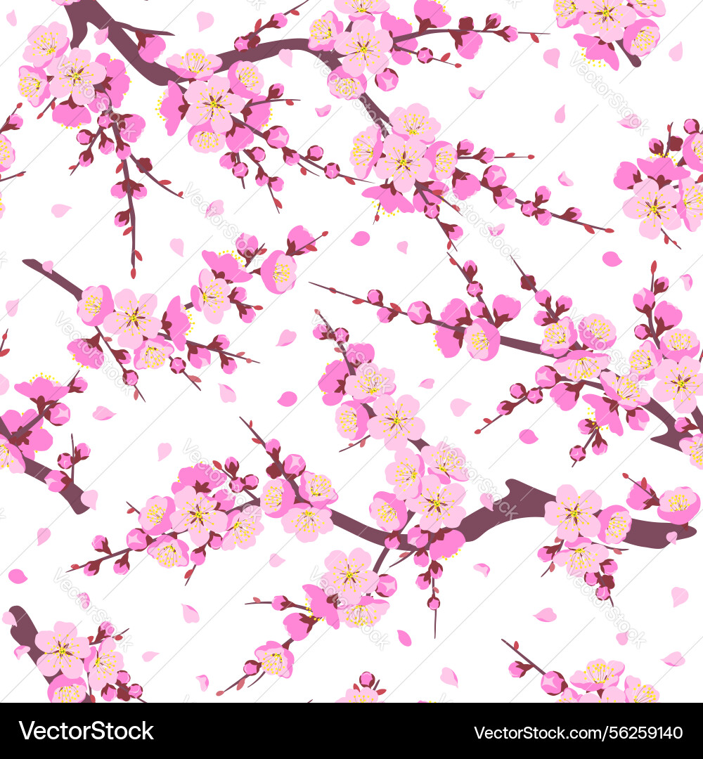 Seamless pattern with flowering sakura tree Seamless pattern with flowering sakura tree vector image
