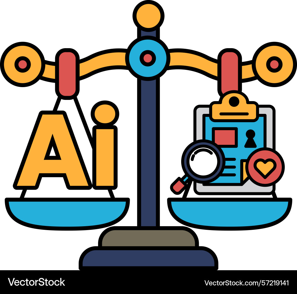 A scale with the word ai on one side vector image