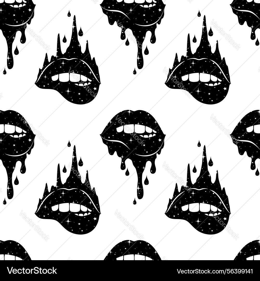 Abstract seamless pattern with fantasy lips Abstract seamless pattern with fantasy lips Vector Image