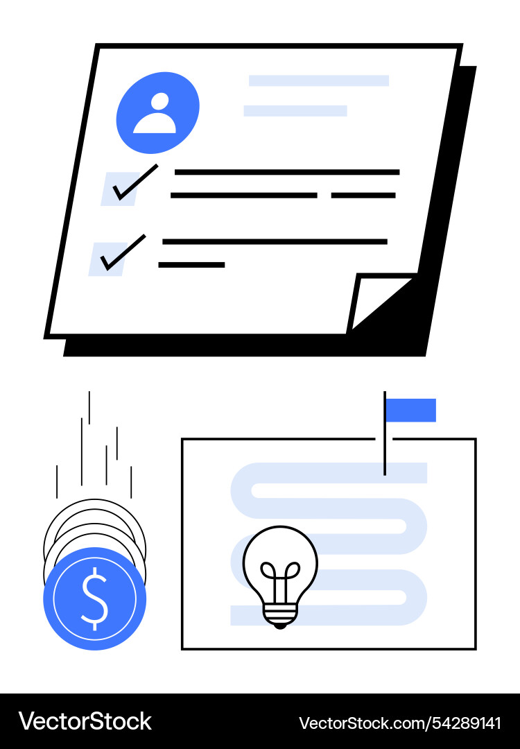 Checklist with profile icon coin stack Checklist with profile icon coin stack vector image