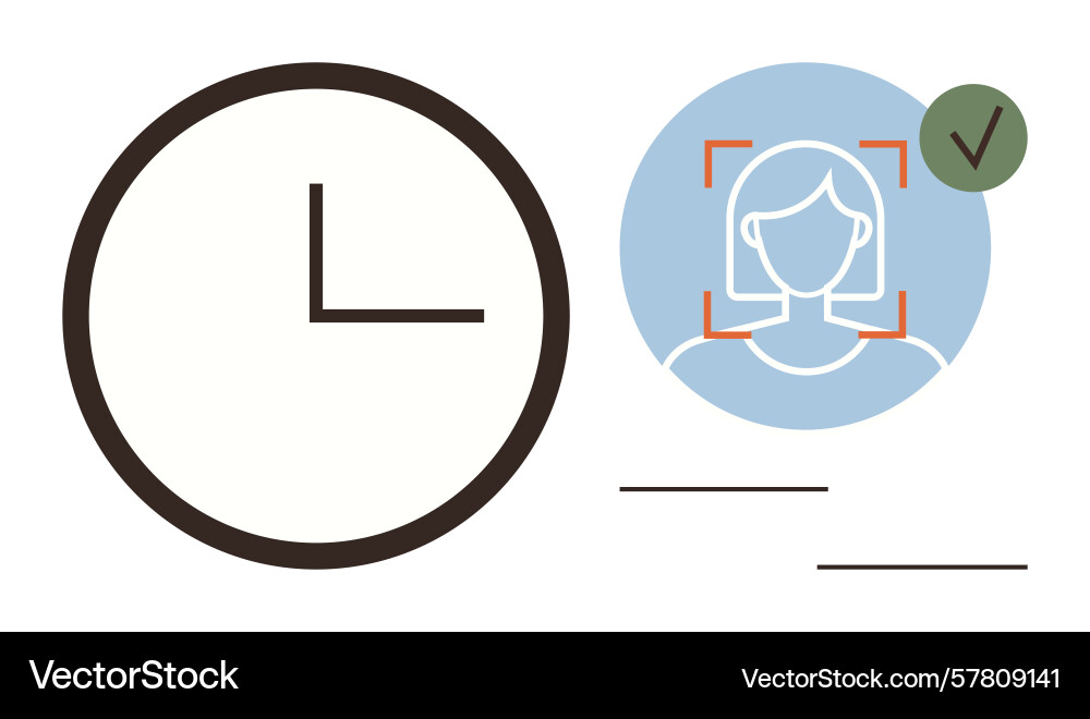 Clock with facial recognition and verification Clock with facial recognition and verification vector image