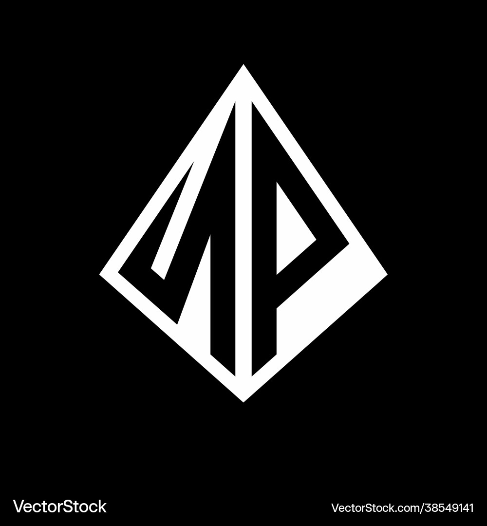 Np logo letters monogram with prisma shape design vector image