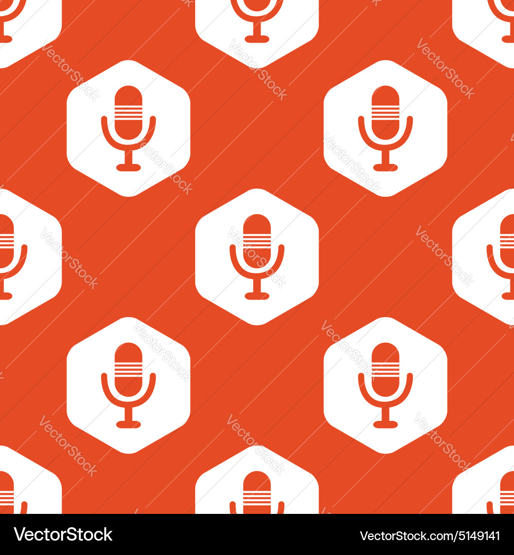 Orange hexagon microphone pattern vector image