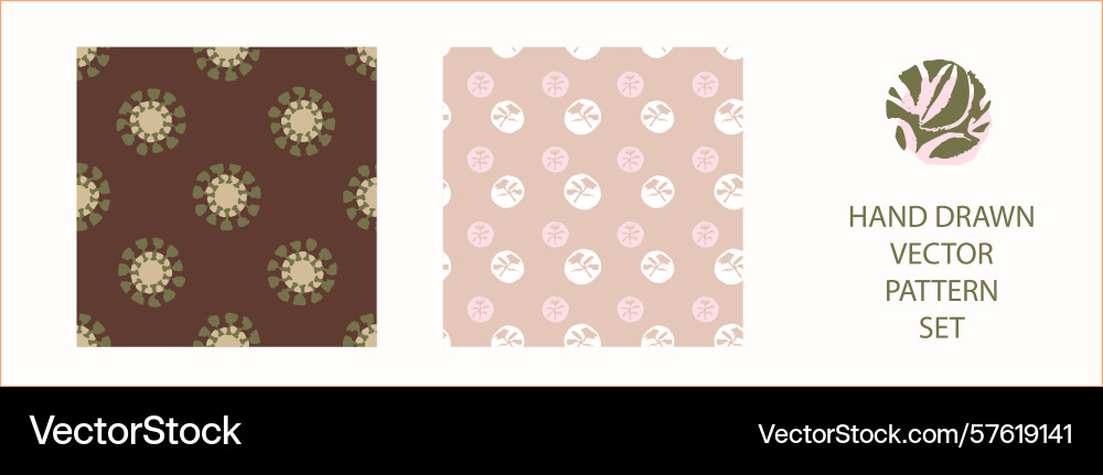 Polka dot blockprint seamless pattern set Polka dot blockprint seamless pattern set vector image