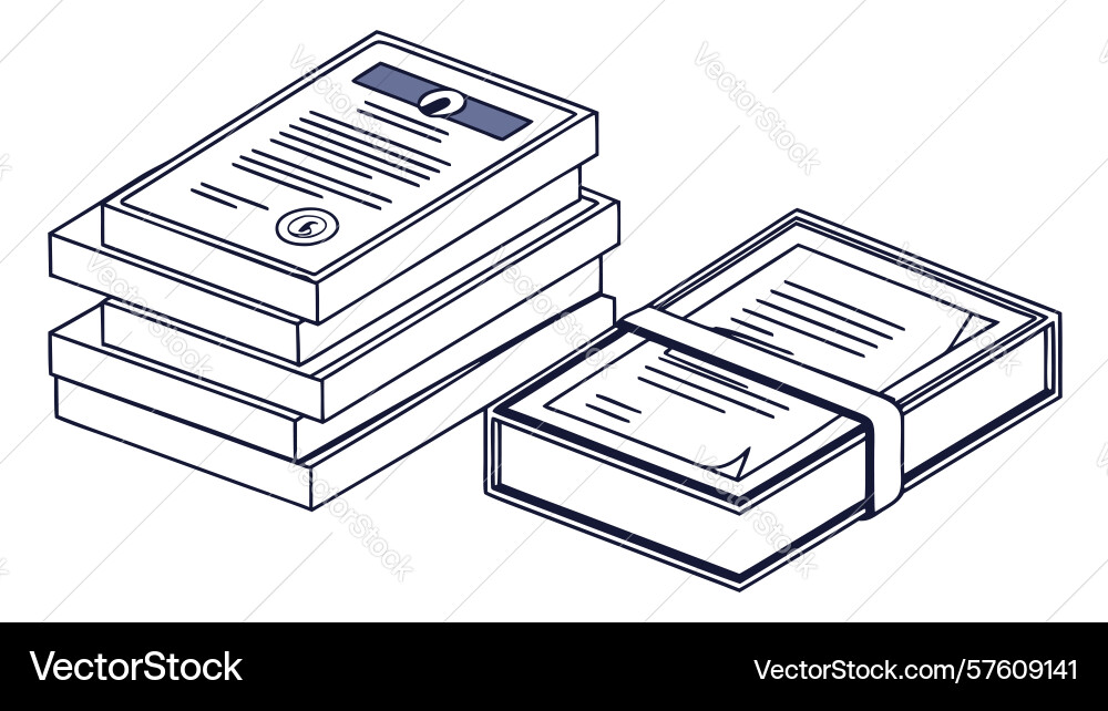 Tied document stack for official records design Vector Image