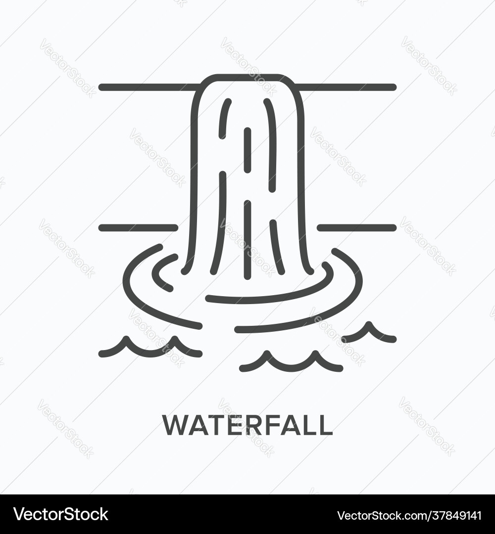 Waterfall flat line icon outline Royalty Free Vector Image