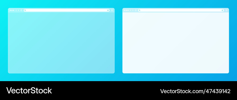 Blank transparent web browser window with toolbar Blank transparent web browser window with toolbar Vector Image