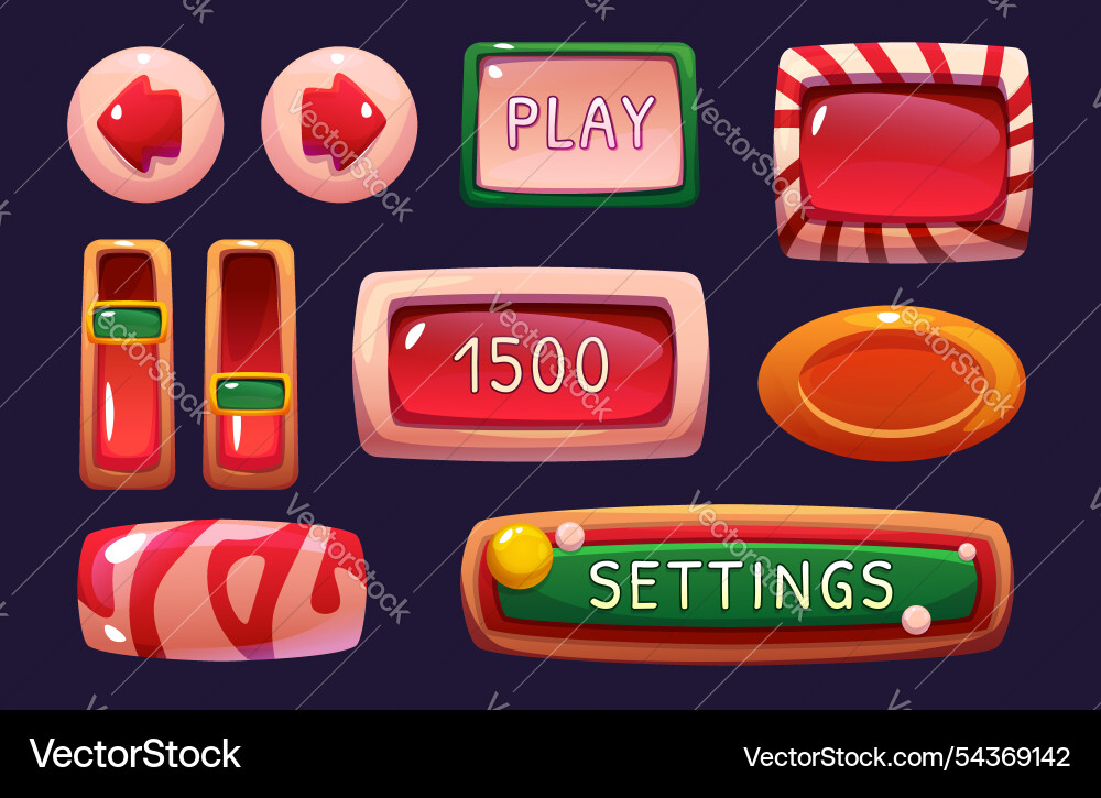 Game interface elements with candy styled design Game interface elements with candy styled design vector image
