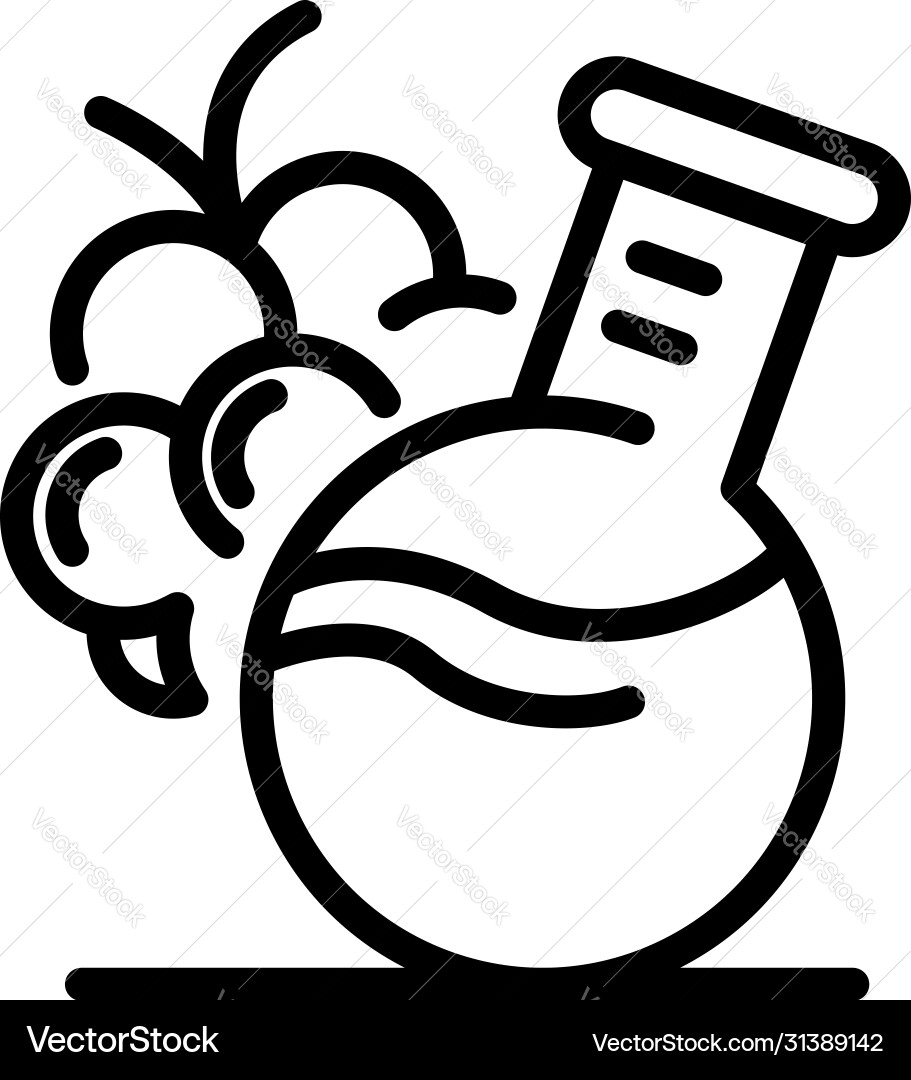 Grapes and flask icon outline style Grapes and flask icon outline style Vector Image