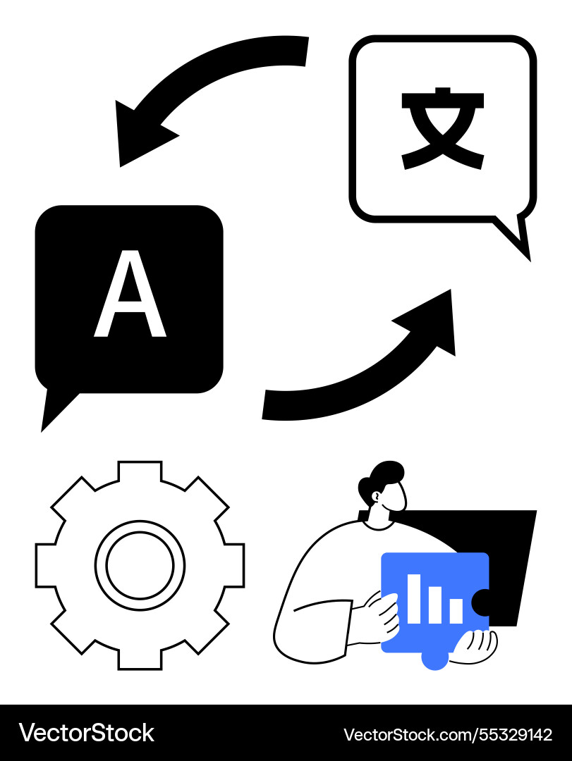 Language translation process with arrows speech Vector Image