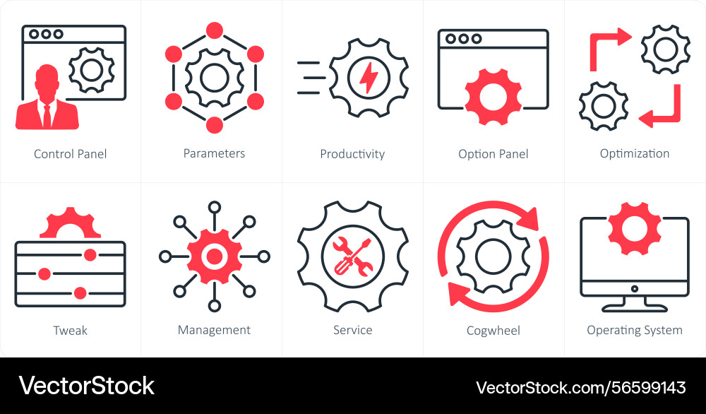 A set of 10 settings and configuration icons vector image