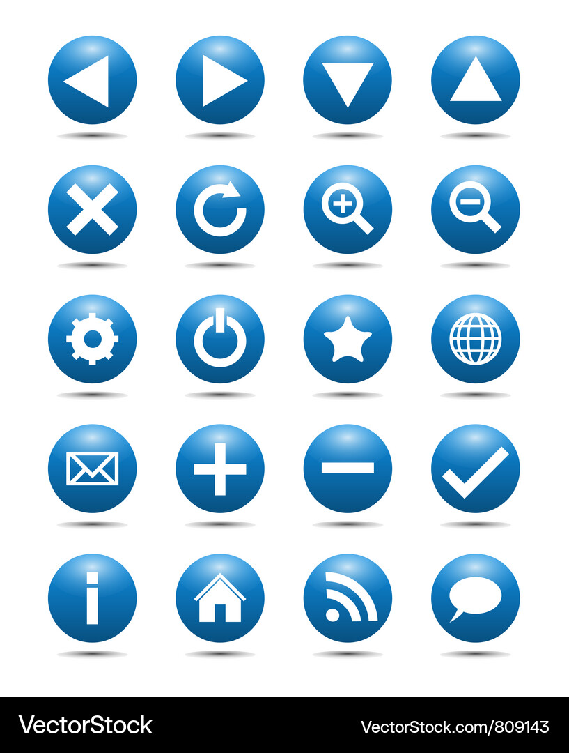 Blue navigation web icons Vector Image