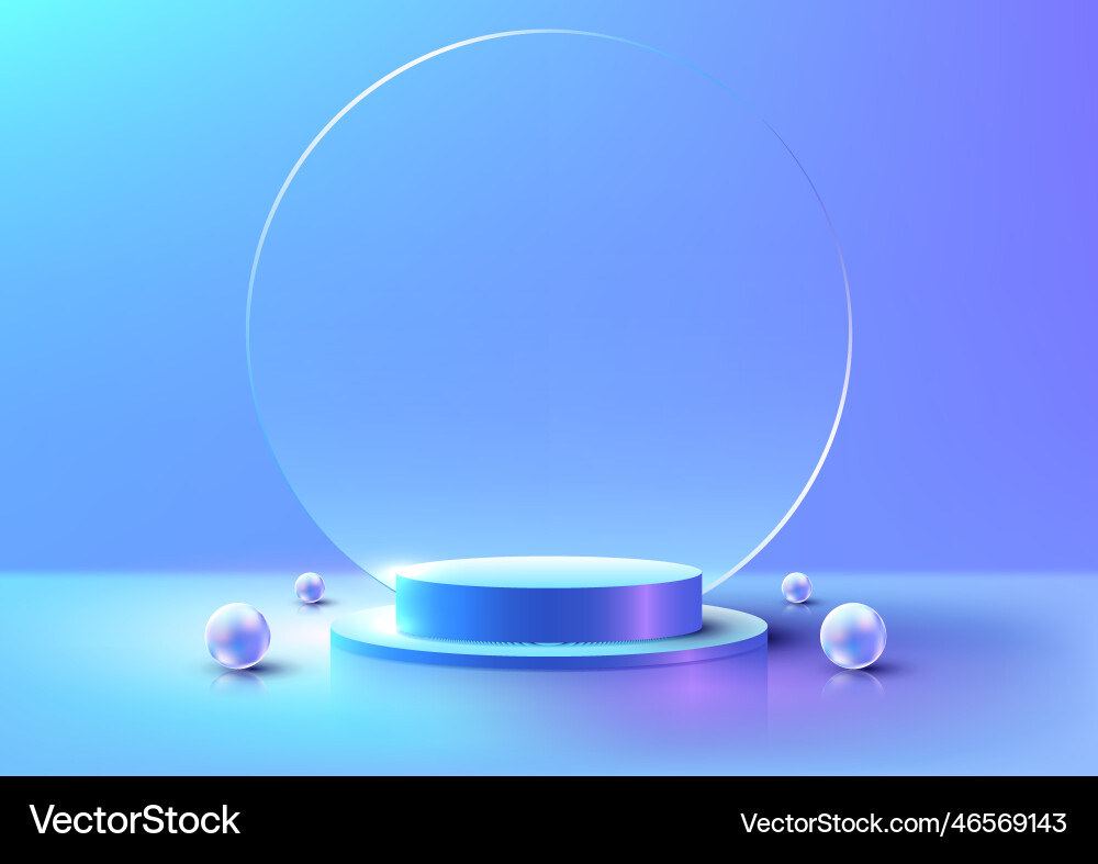 Blue Podium with Glass Sphere Vector Image