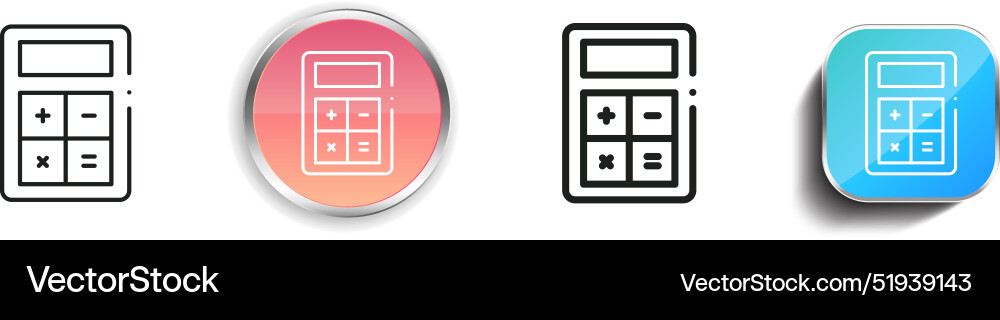 Calculating icon thin linear regular and button Calculating icon thin linear regular and button Vector Image