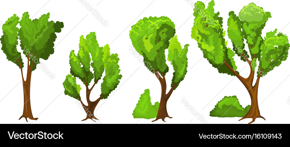Cartoon Tree Set vector image
