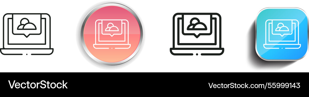 Laptop icon thin linear regular and button style vector image