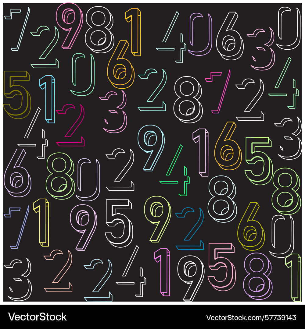 Vibrant color line art numbers print pattern Vibrant color line art numbers print pattern vector image