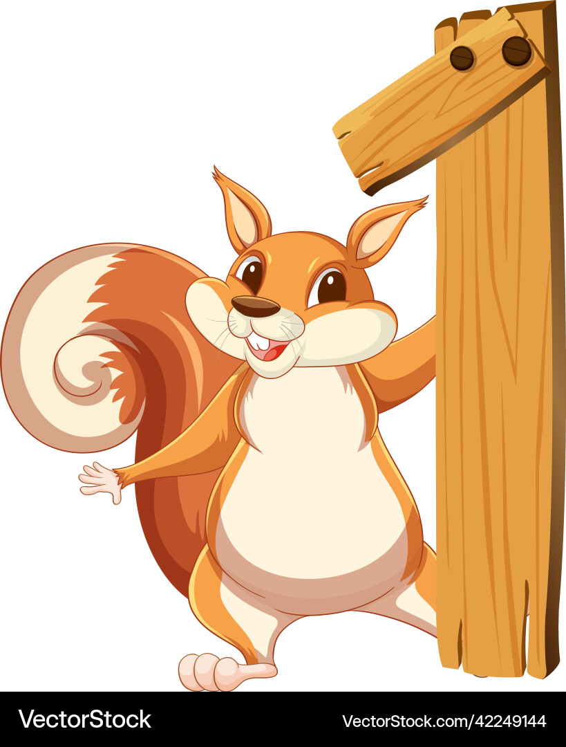 A squirrel attached to number one A squirrel attached to number one vector image