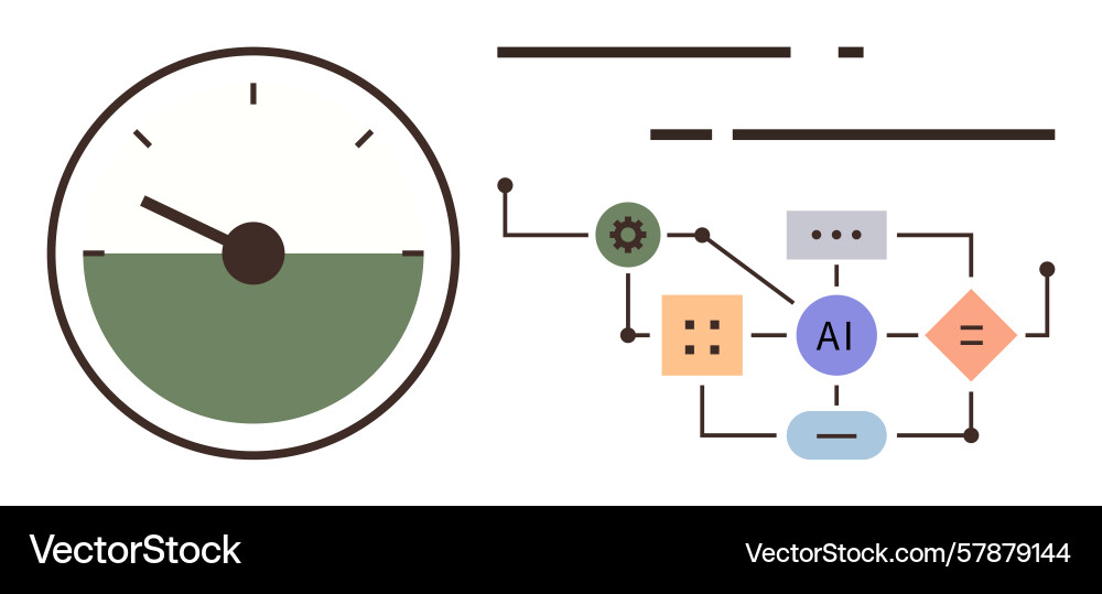 Ai Workflow und Fortschritt Dashboard mit Sicht Vektorbild