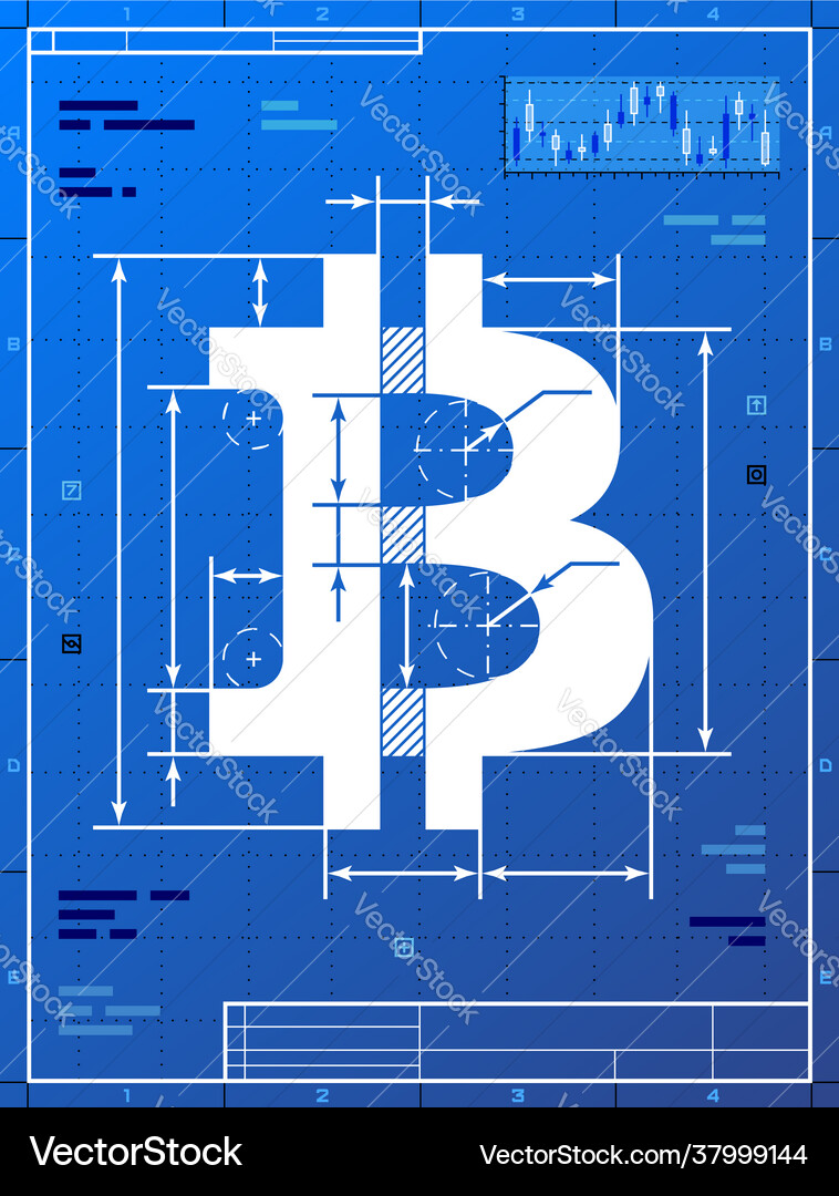 Bitcoin sign like blueprint drawing – Royalty-Free Vector | VectorStock