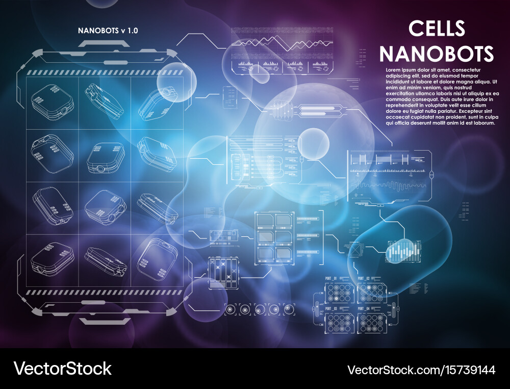 Cell background with futuristic interface elements Cell background with futuristic interface elements vector image