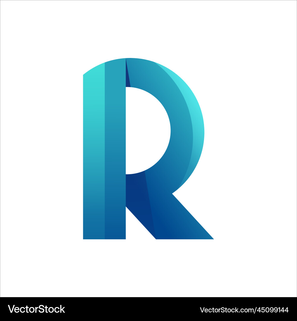 R initial gradient design vector image