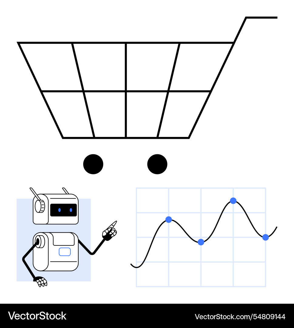 Robotic assistance in e-commerce visualization Robotic assistance in e-commerce visualization Vector Image