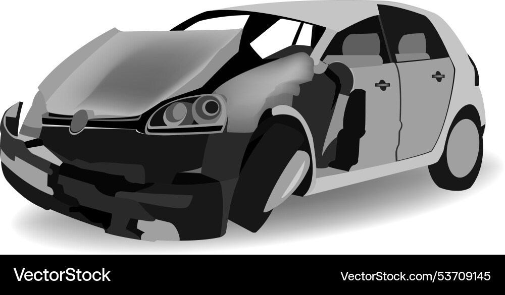 Car crashed with a fatal frontal Vector Image