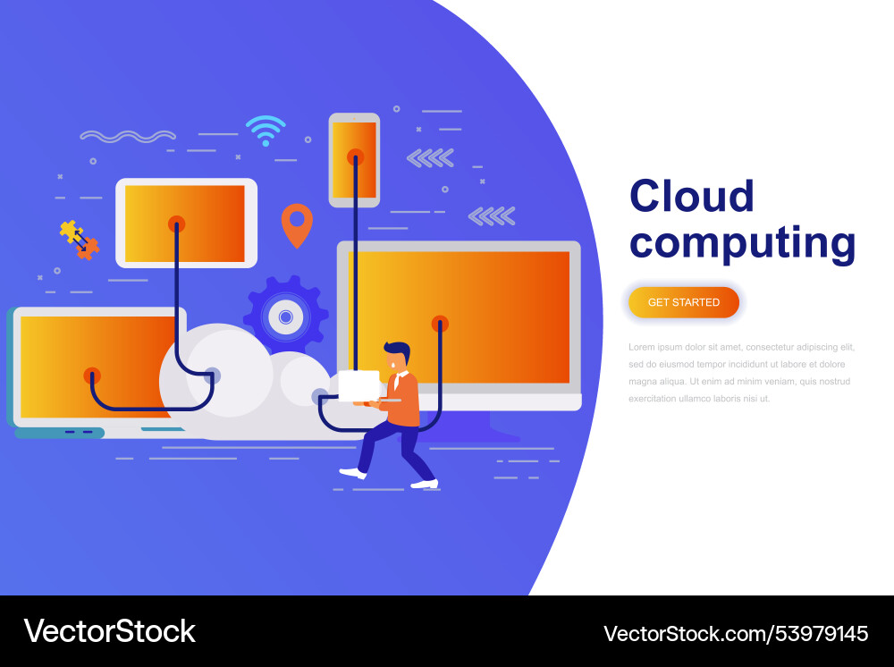 Cloud computing modern flat concept web banner Vector Image