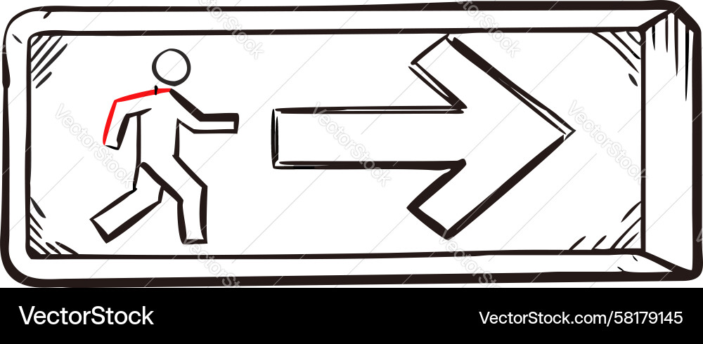 Emergency Exit Sign with Running Figure Vector Image