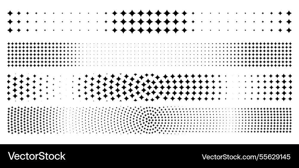 Halftone stars in varying sizes creating vector image