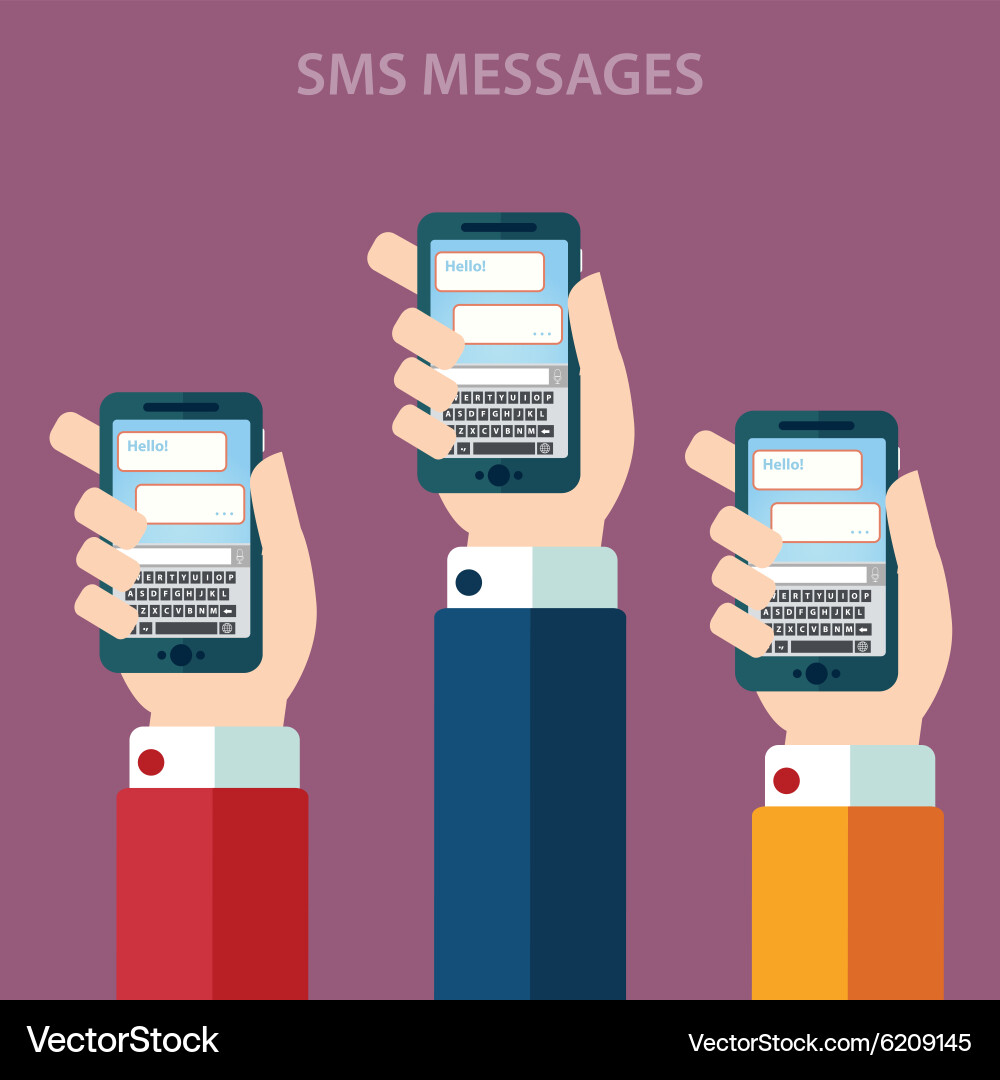 Hands holding smartphone with sms call and send Vector Image