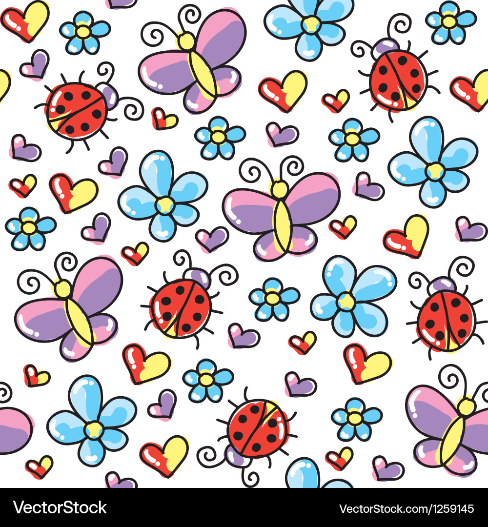 Ladybird and Butterfly Pattern Vector Image