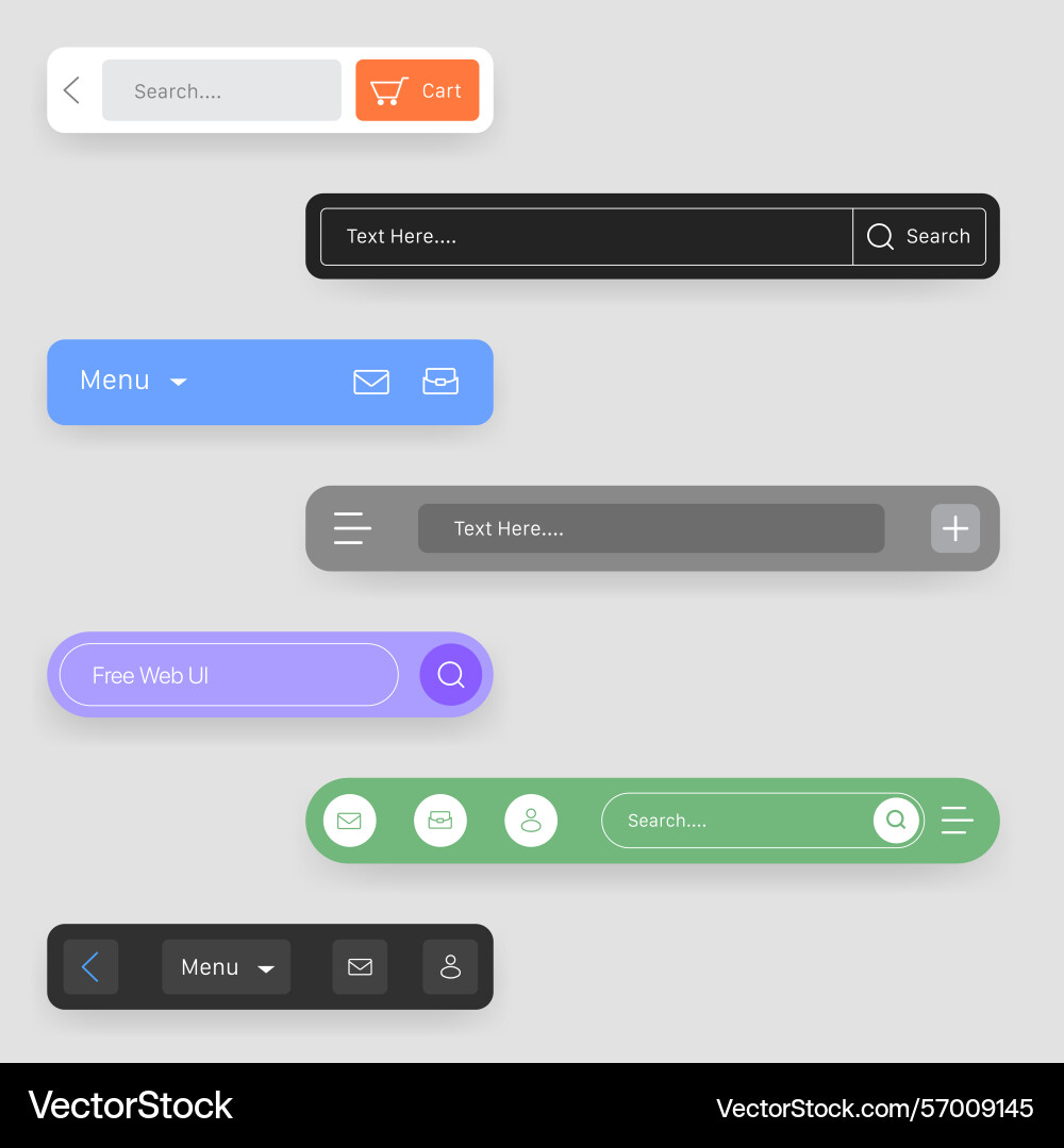 Modern ui elements search bars and navigation Vector Image