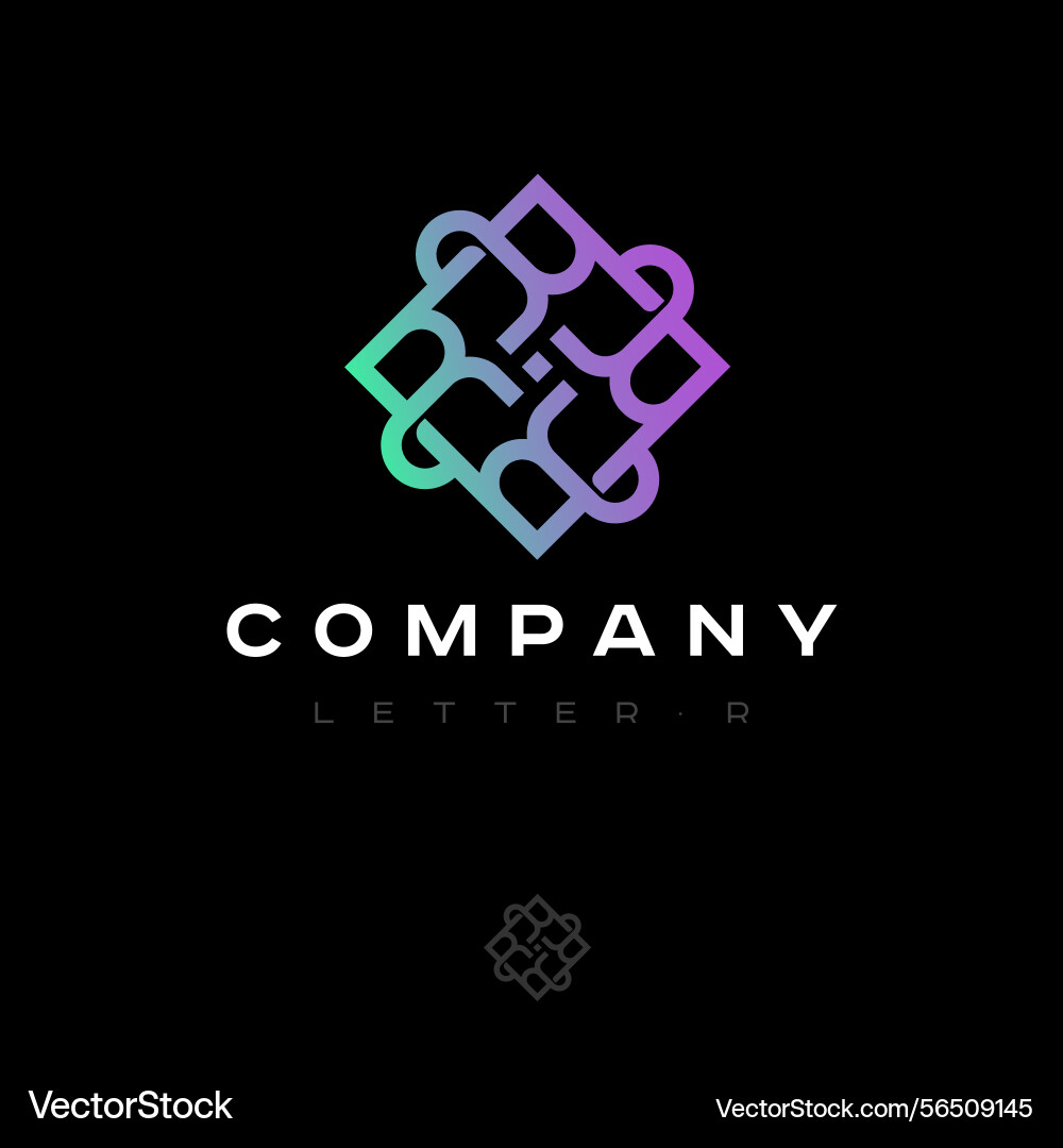 Rotating elements monogram linked letters r vector image
