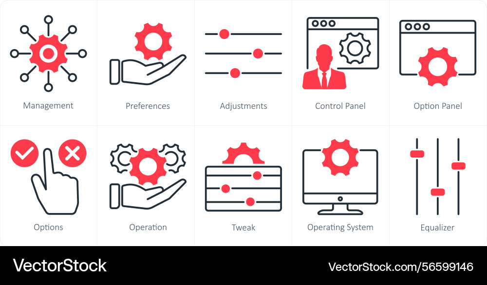 A set of 10 settings and configuration icons vector image