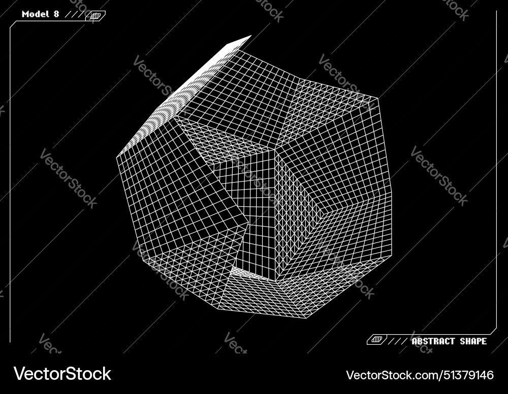 Abstract 3d wireframe shape or basic element vector image