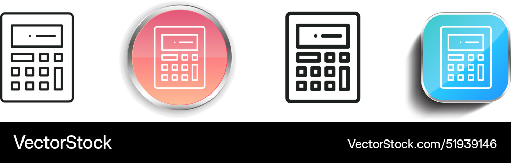 Calculator icon thin linear regular and button Calculator icon thin linear regular and button vector image