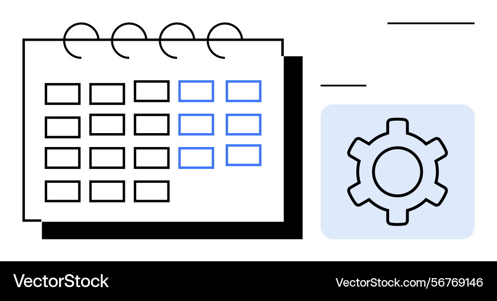 Calendar with gear icon representing scheduling Vector Image