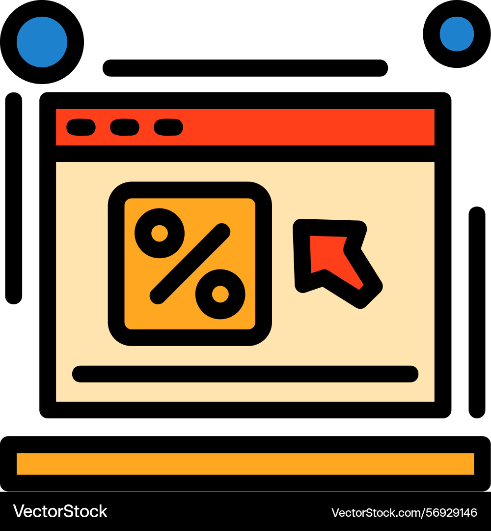 Click through rate line filled style icon design Vector Image