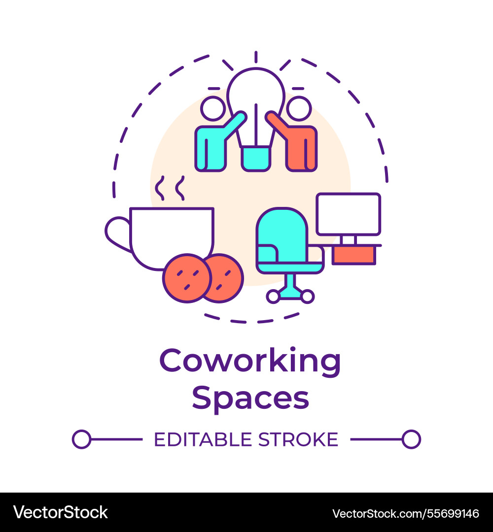 Coworking spaces multi color concept icon Coworking spaces multi color concept icon vector image