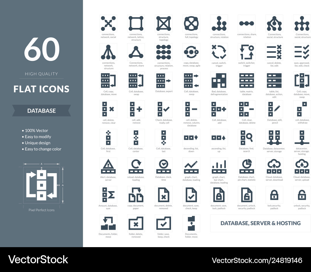 Database hosting server icons vector image
