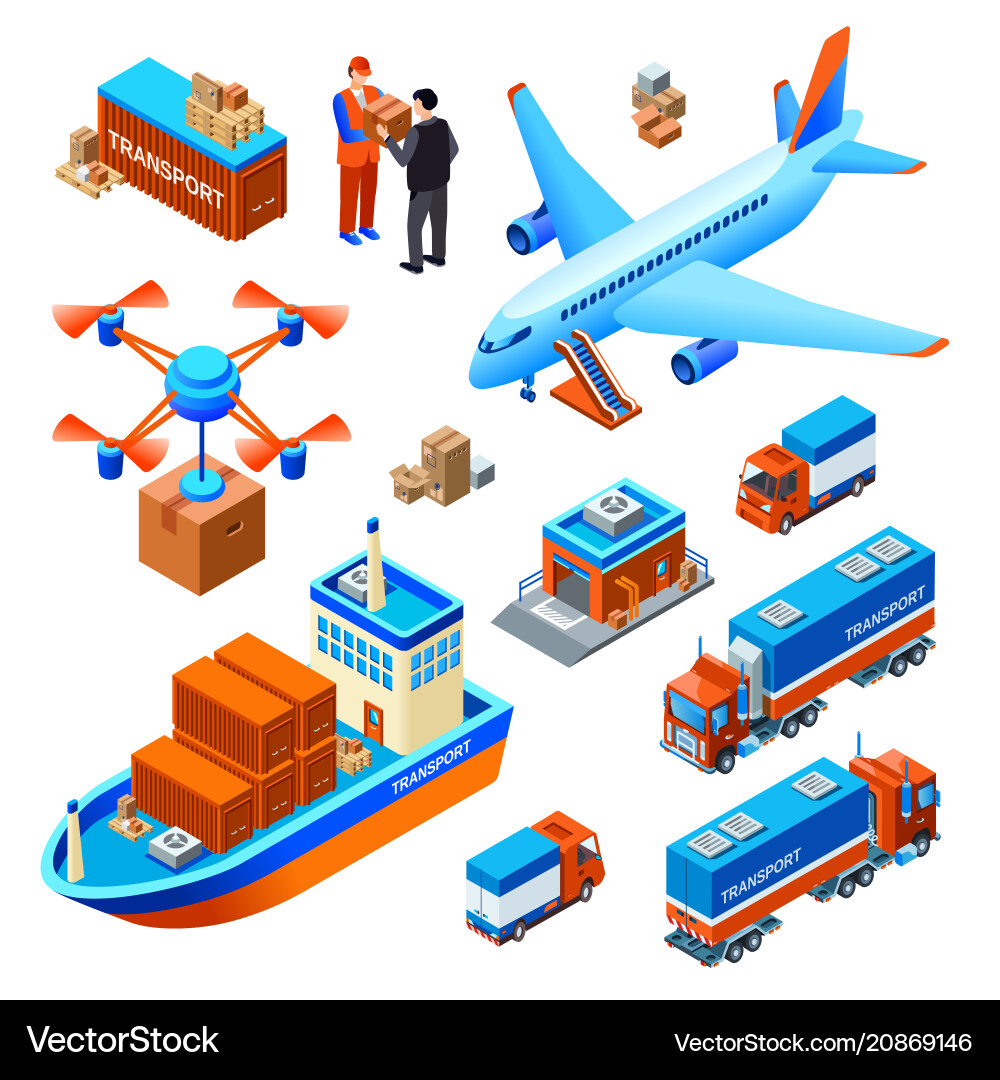 Logistics Delivery Transport Icons Vector Image