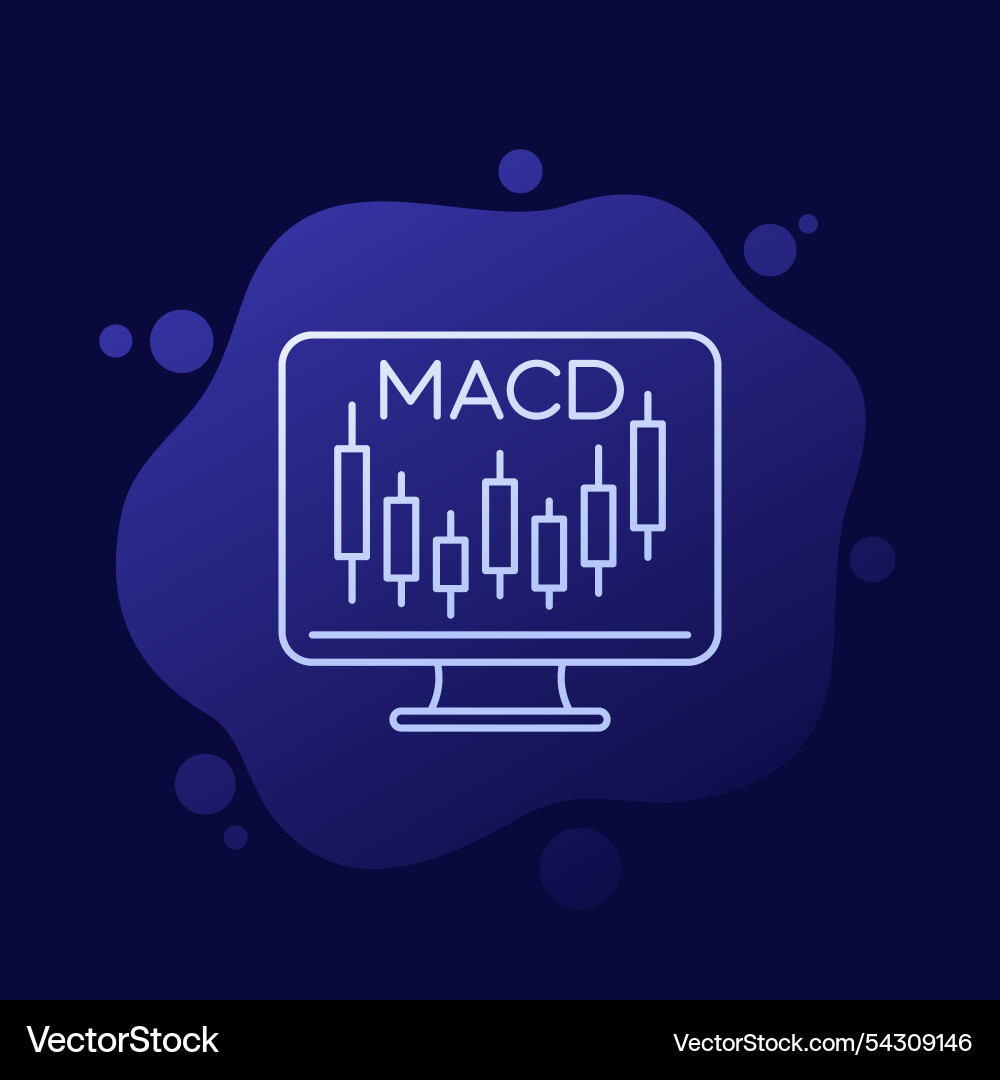 Macd indicator icon with candlestick chart vector image