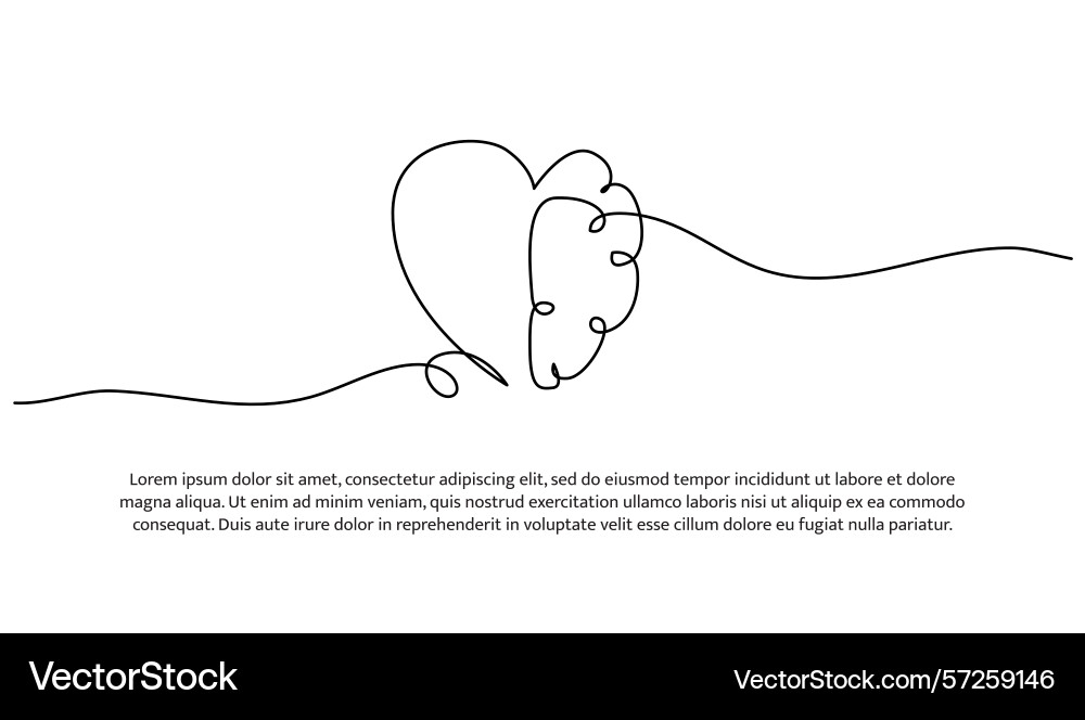 One line brain and heart abstract minimal One line brain and heart abstract minimal vector image