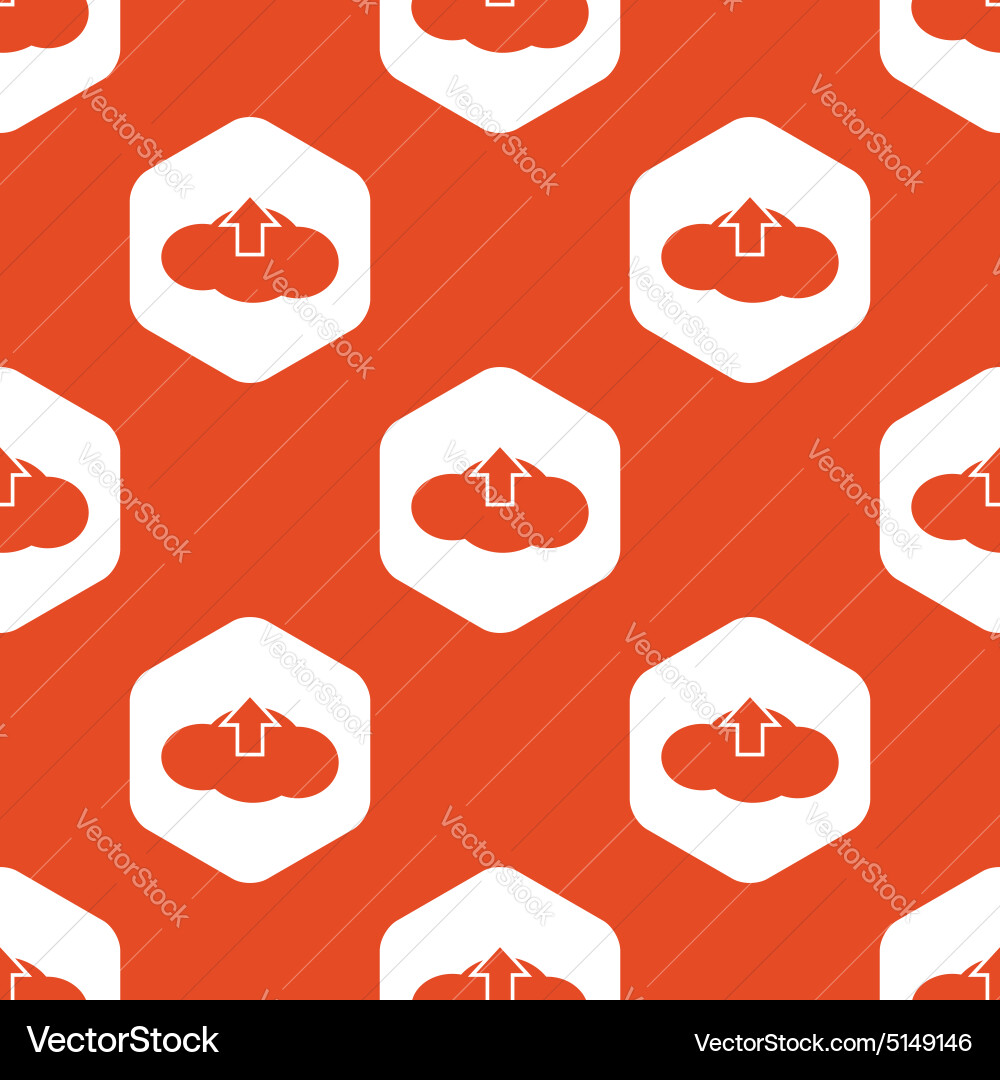 Orange hexagon cloud upload pattern Vector Image