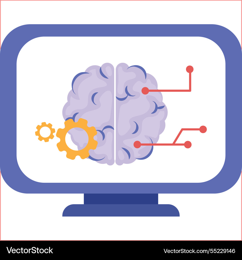 Quantum neural network artificial intelligence vector image