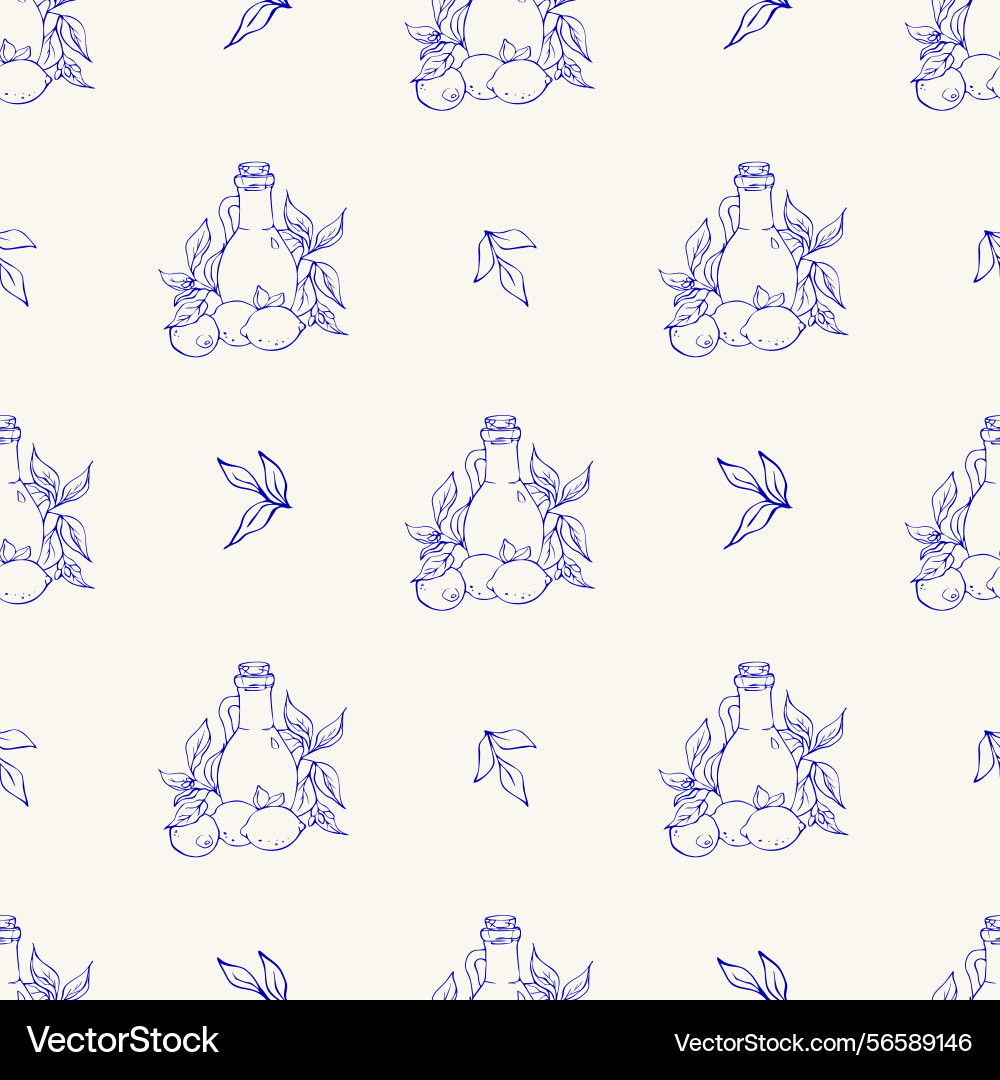 Seamless pattern with bottle and lemon Seamless pattern with bottle and lemon vector image